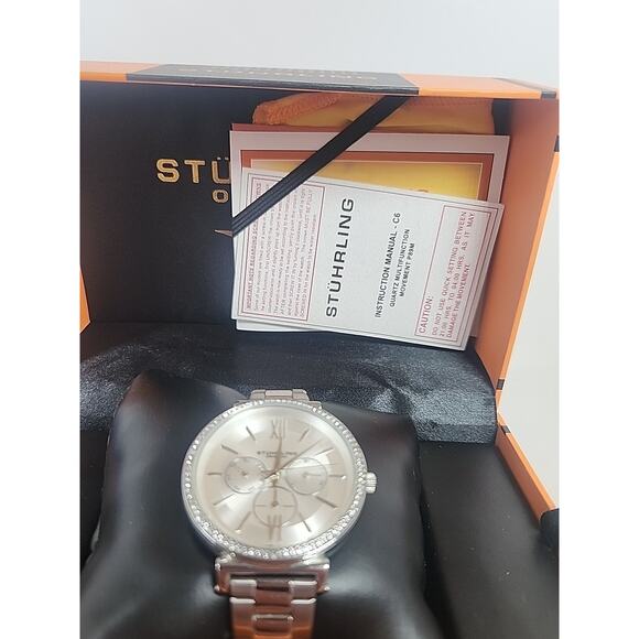 Stuhrling Original Womens Watch 143723 Stainless Steel Swarovski Crystal Quartz